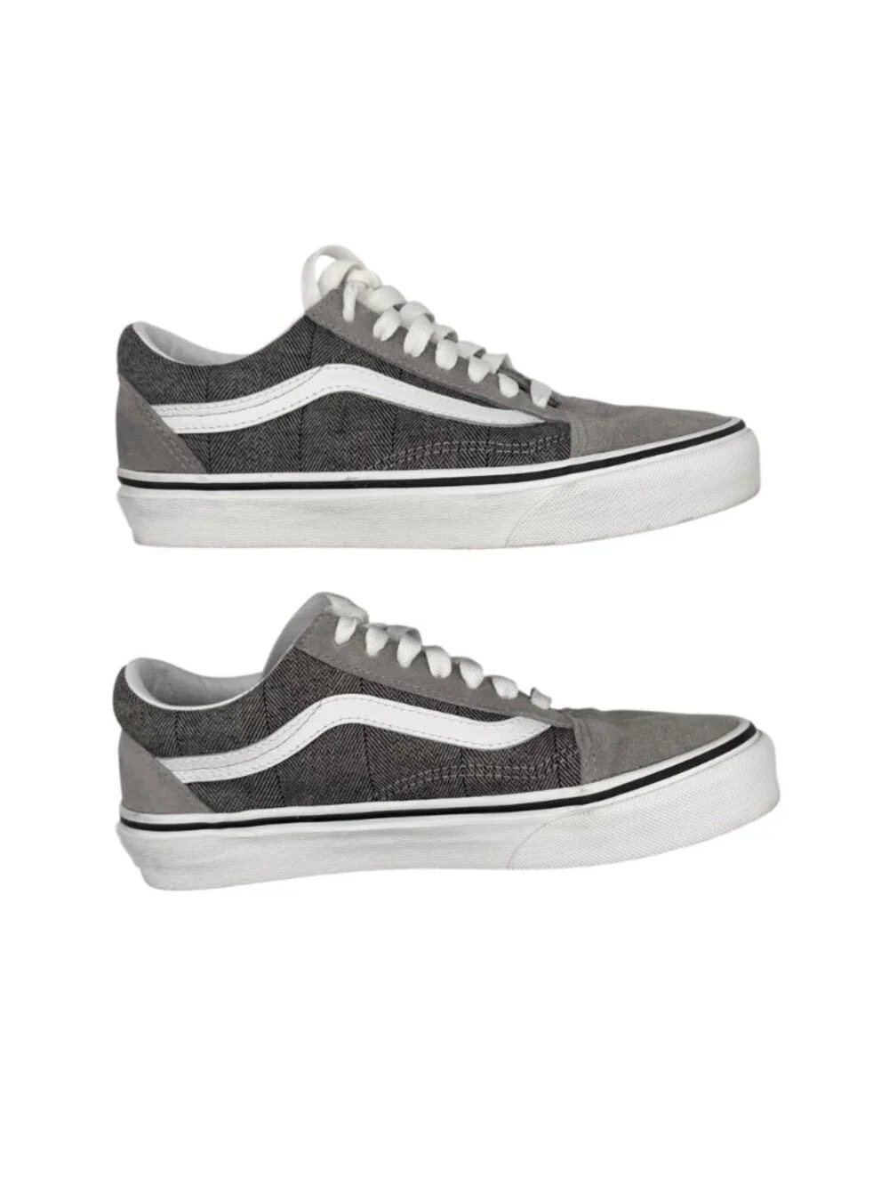 Vans Unisex Low Top Old Skool Gray White Suede Canvas Lace Up Sneakers‎ (5)